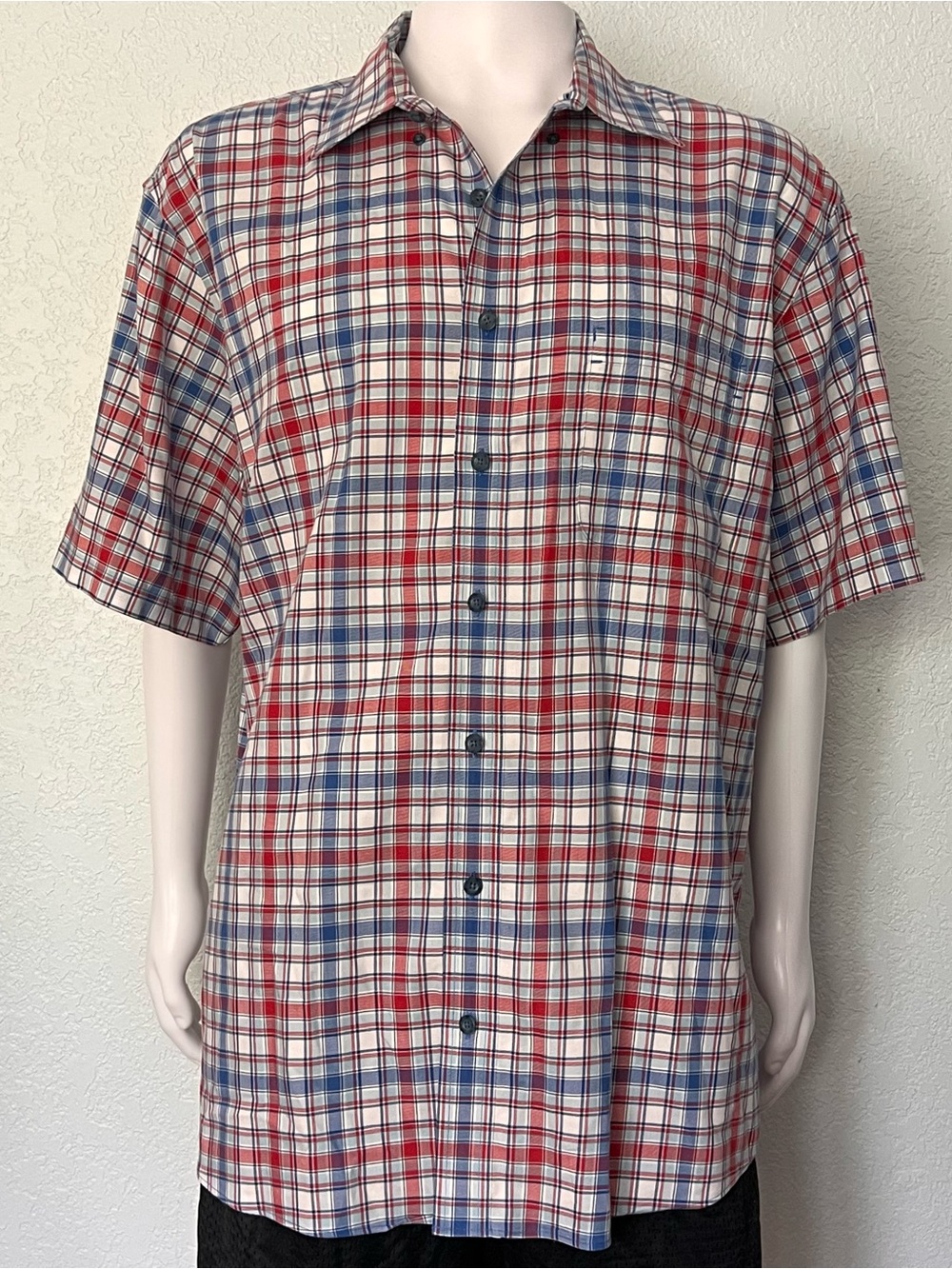 Cabela’s 2XLT Red Blue Plaid Short Sleeve Button Down Tall Shirt Big & Tall